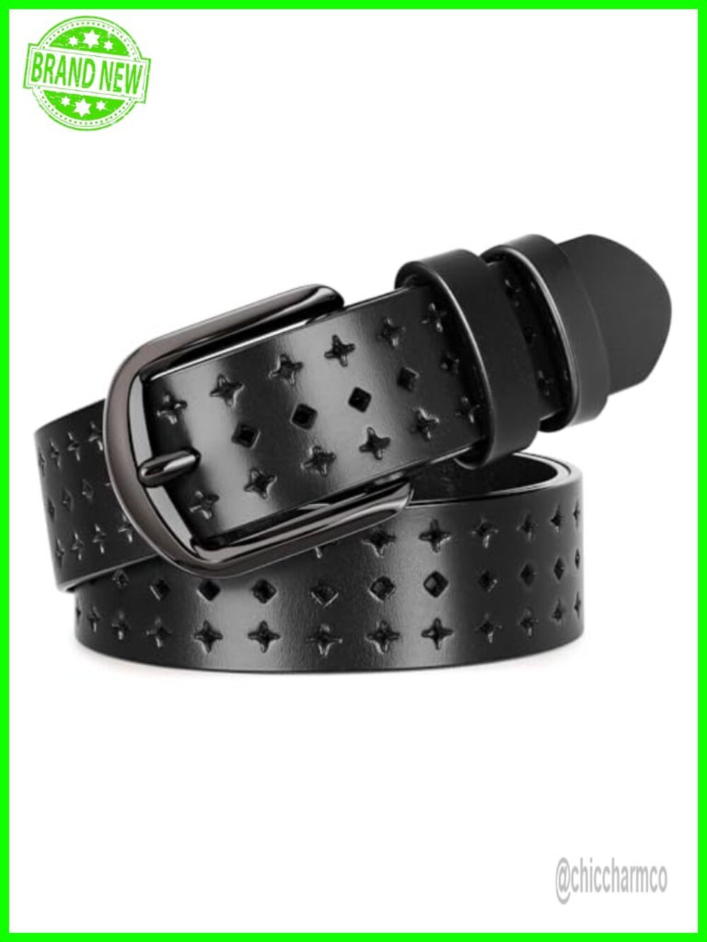 Genuine Leather Belt for Women Hollow Pin Buckle Adjustable Waist